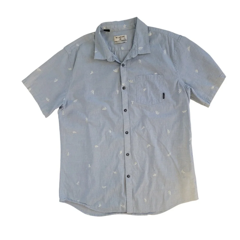 Billabong Mens Short Sleeve Button Up Sailboat Print Tailored‎ Fit Stretch XL